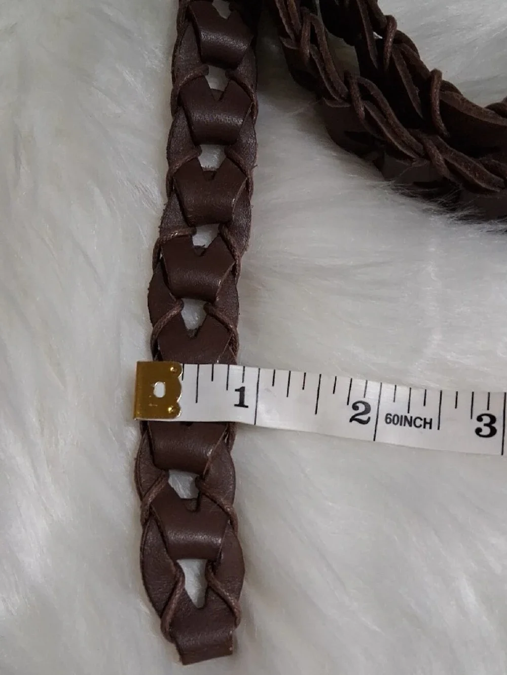 NWT J. Jill Brown Braided 100% Leather Belt L/XL